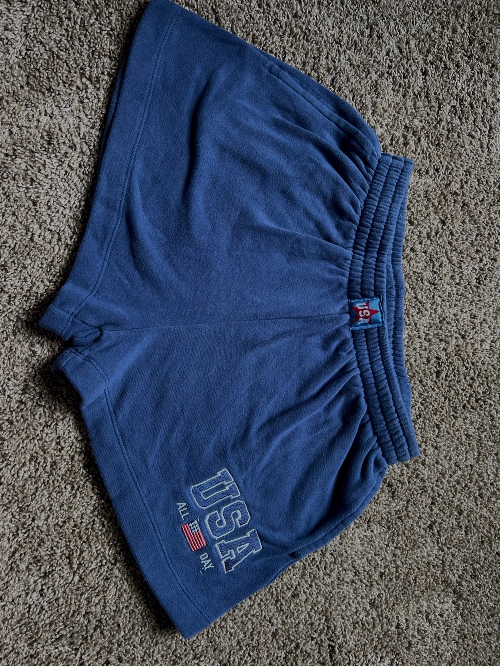 USA Embroidered Navy Sweat Shorts